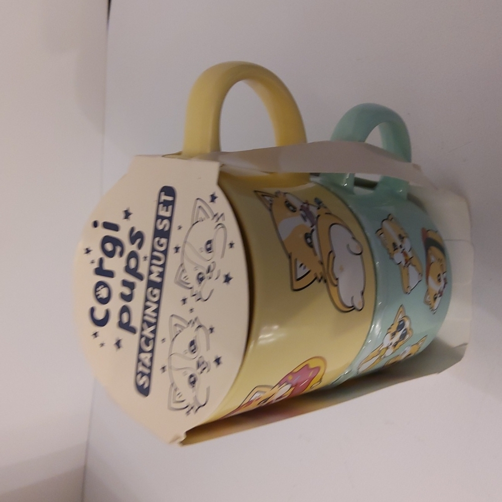 Mad Engine Corgi Pups Stackable Mug Set - NIB - Picture 4 of 5